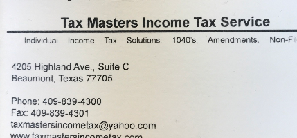 Tax Masters Income Tax Service LLC Tax Preparer Tax Professionals