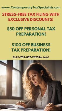 $50 Off Personal Tax Prep/$100 Off Business Tax Prep